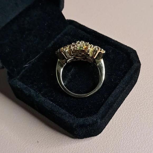 Multi-Tourmaline Floral Ring In 14k YG Vermeil Over 925 Sterling Silver - Picture 7 of 9